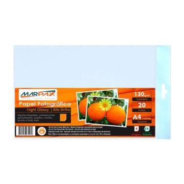 Imagem de Papel Fotográfico 130g Brilhante A4 210X297mm Marpax 20fls