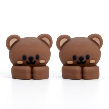 Imagem de 2 peças de clipes de cabo de animais fofos, organizador de mesa de silicone (2,8 x 2,7 x 1,6 cm) - suportes de cabos adesivos para carregadores de telefone/laptop, acessórios de mesa para escritório