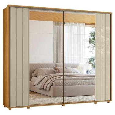 Imagem de Guarda Roupa Casal 2 Portas Deslizante Com Espelhos Dali 278 cm Cumaru Opala Madetec