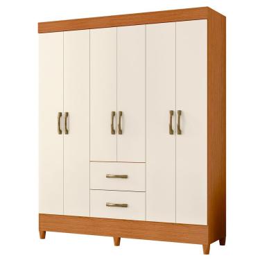Imagem de Guarda Roupa Mobi 6 Portas 2 Portas Cinamomo Com Off White - Albatroz