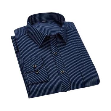 Imagem de Camisa Social Masculina Casual De Manga Longa Xadrez E Listrada Slim F