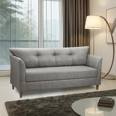 Imagem de Sofá 3 Lugares Living para Sala Leblon 180cm Linho Cinza E03 - D'Rossi