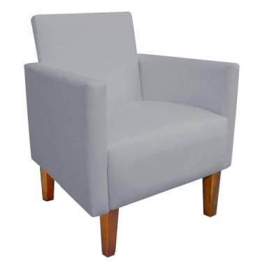 Imagem de Poltrona Decorativa Compacta Jade material sintético Cinza com Pés Cas