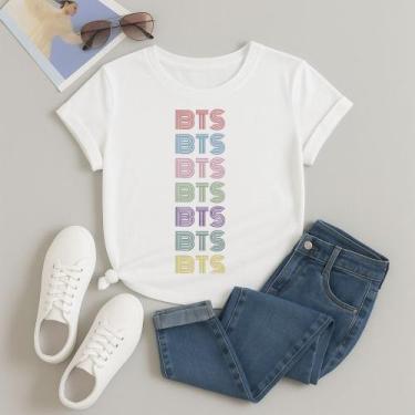Imagem de Tshirt Camiseta Algodão Estampa Linhas BTS 617 Fofinha Clean Girl Modi