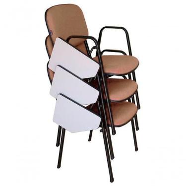 Imagem de 03 Cadeiras Universitárias Linha Hotel Auditório Bege