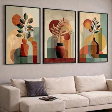 Imagem de Quadros com Moldura e Acrilico Cristal Vidro  Moderno Terroso Floral K