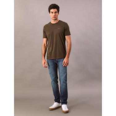 Imagem de Camiseta Manga Curta Calvin Klein Jeans Masculino Logo Basico Peito - Verde Médio-Feminino