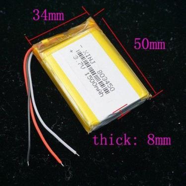 Imagem de Bateria 803450 3,7v 1500mah 8mm X 34mm X 50mm Com 3 Fios - KMIG