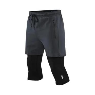 Imagem de Calças Esportivas Masculinas De Compressão 2 Em 1 De Secagem Rápida, S