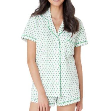 Imagem de Conjunto de pijamas femininos Zelbuck, 2 peças, Button Down Monkey Bun