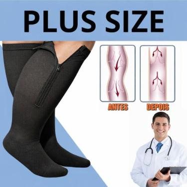 Imagem de Par Meias De compressão Plus Size 20 30mmHg Super Confort com Zíper e 