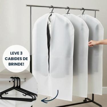 Imagem de Kit 3 Capas Para Roupa Com Cabide Incluso Antimofo Organização Premium