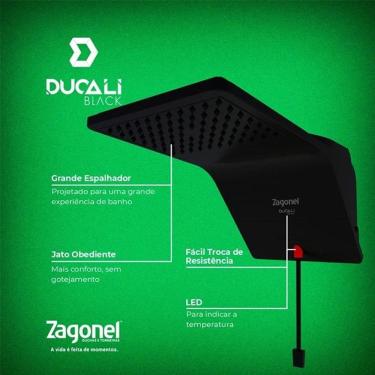 Imagem de Ducha Zagonel Ducali Eletrônica 4400W 220V Preta