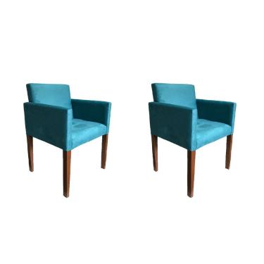 Imagem de Kit 2 Poltronas Nina Para Escritório Sala De Recepção Tecido Suede Azul Turquesa Rud House