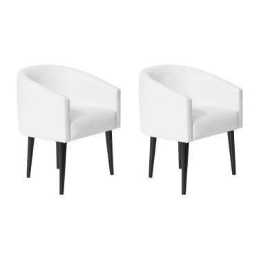 Imagem de Kit 2 Poltronas Sandy Para Escritório Consultório Sala de Estar Branco Madeira Maciça