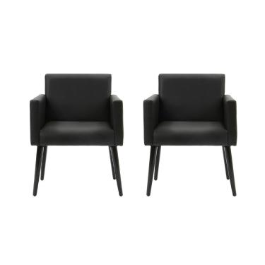 Imagem de Kit 2 Poltronas Luca Tecido Sintético Pés Palito Preto Rud House