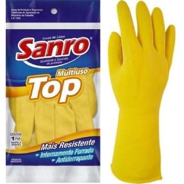 Imagem de Luva latex forrada amarela sanro - m - GERAL