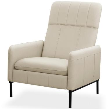 Imagem de Poltrona Reclinável Fixa Retrátil Lutor L06 Couro Off White Lyam Decor