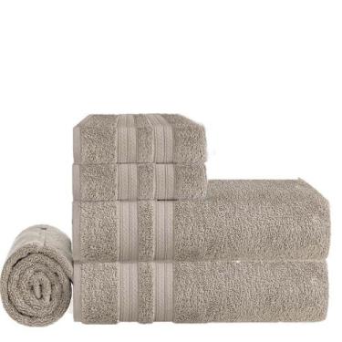 Imagem de Kit Toalhas Banho Gigante 5pçs Unika Fio Penteado Karsten, LUNAR / P-L