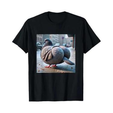 Imagem de Camiseta Feminina Engraçada Brainrot Pigeon 100 Level Gyatt Gen Z Meme