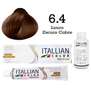 Imagem de Coloração 6.4 Louro Escuro Cobre + Oxi 20 Vol  Itallian Color - Italli