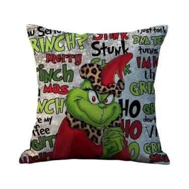 Imagem de Capa De Almofada De Natal Em Pelúcia Macia T-GrinC-S Com Impressão Dup