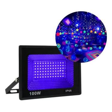 Imagem de Refletor Uv Festas/dj 100w Luz Negra Efeito Neon Bivolt Led - Congratu