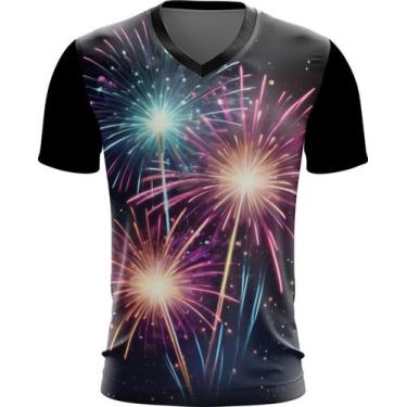 Imagem de Camiseta Gola V Fogos de Artifício Rojões Ano Novo 3 - Kasubeck Store®