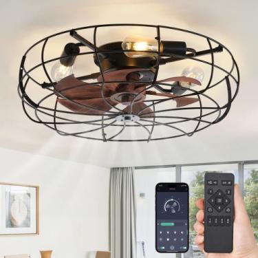 Imagem de Ventilador de teto LEDIARY 23" Caged Flush Mount Remote