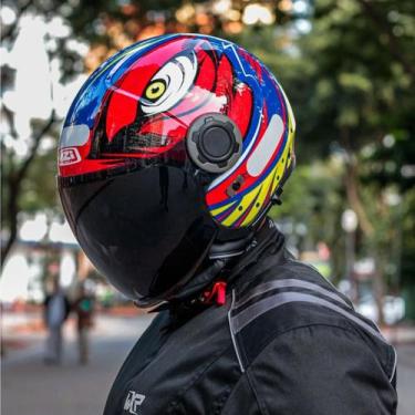 Imagem de Capacete Moto Nzi Ringway Duo Ocelo Azul/Amarelo/Neon - 58