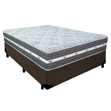 Imagem de Cama Box Casal Sintético + Colchão Anjos Black Graphite Molas Ensacadas 138x188x64cm Co...