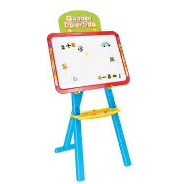 Imagem de Lousa Infantil 2 em 1 DMT7176 para Desenhar e Escrever com Duas Faces e Acessórios Educativos AZ DM Toys