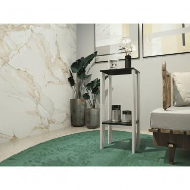 Imagem de Mesa Lateral Mesa de Cabeceira Quadrada sem Gavetas em MDF Estilo Moderno Branco, Preto