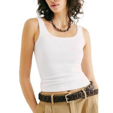 Imagem de Blusa Regata Hering 4ALF Feminina Decote Quadrado Canelada Algodão T. P/XXG-Feminino