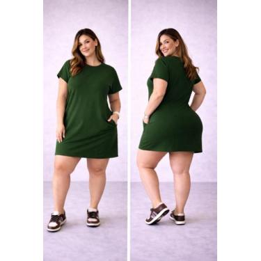 Imagem de Vestido Feminino Básico Manga Curta em Algodão com Bolsos Casual - Nei