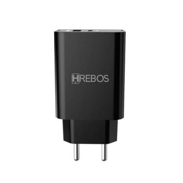 Imagem de Carregador de Tomada USB e USB-C para Câmeras de Ação - Hrebos, Preto