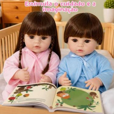 Imagem de Bebe Reborn Gêmeos Casal 100% Silicone Bolsa 36 Acessórios - Cegonha R