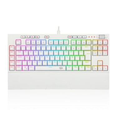 Imagem de Teclado gamer redragon broadsword pro, rgb, switch marrom, branco - k5