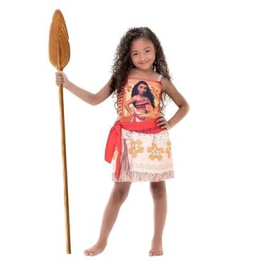 Imagem de Fantasia Infantil Moana pra Menina Vestido Princesas Disney pra Festas e Carnaval (M 5-8)