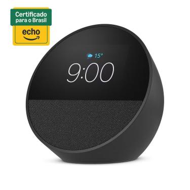 Imagem de Despertador Inteligente Amazon Echo Spot 2024 com Alexa Som Vibrante Display 2,83 Polegadas Bivolt Preto