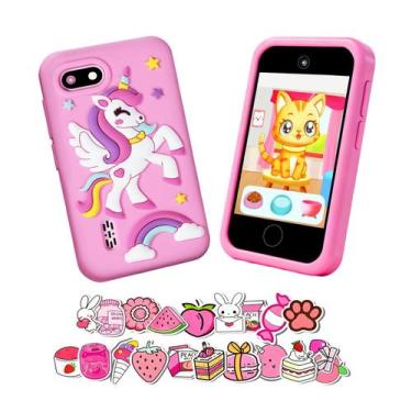 Imagem de Telefone Infantil Gimubaba 2,8" com Tela Touch Rosa, Brinquedo para Me