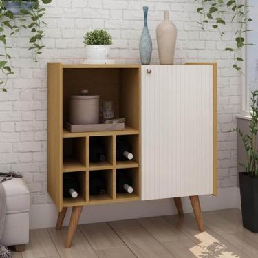 Imagem de Aparador Buffet 1 Porta e Adega Vértice Cinamomo Branco - Genialflex