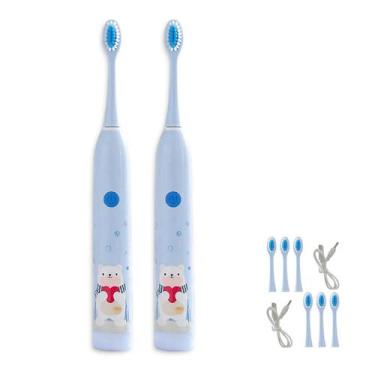 Imagem de Escova Dental Eletrica Infantil Kit 2 Uni Recarregavel 6 Velocidades L