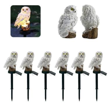 Imagem de Coruja Luminaria Solar Kit 6 Uni Casa Jardim Quintal Enfeite Luz Led E