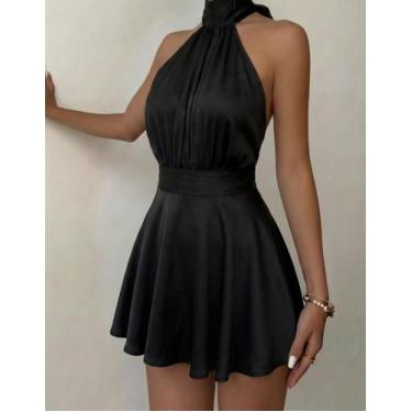 Imagem de Vestido Feminino Curto Frente Única Rodado Poa Bolinha Casual Elegante