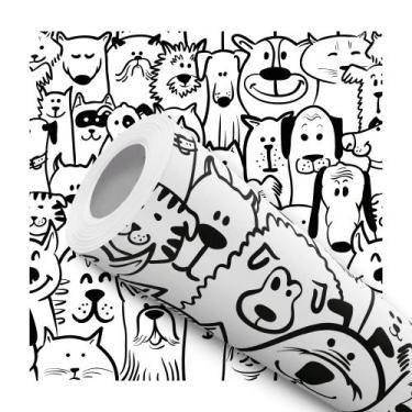 Imagem de Papel De Parede Adesivo Decorativo Vinílico Cachorro Pet Shop Branco P