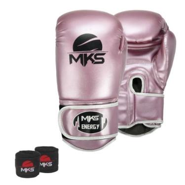 Imagem de Kit Luva Boxe New Energy II Lilás Metálico 12oz  + Bandagem MKS Combat