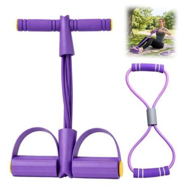 Imagem de Faixas Elásticas MIRJXB Kit com Pedal de 6 Tubos e Figura 8 Roxo