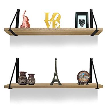 Imagem de Kit 02 Prateleiras De Parede Munique Mao Francesa Decorativa Mdf 60cm X 15cm Preta/Jade