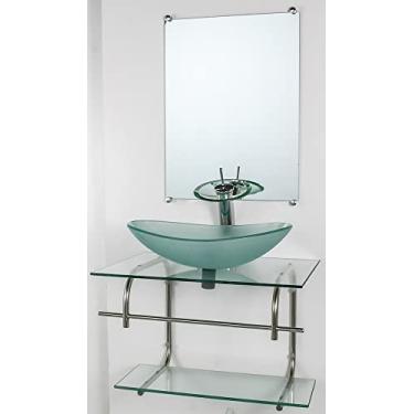 Imagem de GABINETE DE VIDRO PARA BANHEIRO INOX 70CM CUBA OVAL INCOLOR